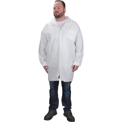 Protective Lab Coat, Microporous, White, Large