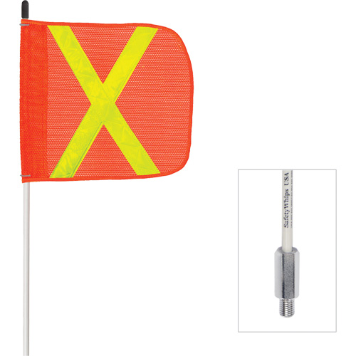 Safety Whip® Non-Powered Heavy-Duty Fibreglass Whip, Threaded Mount, 6' High, Orange with Reflective