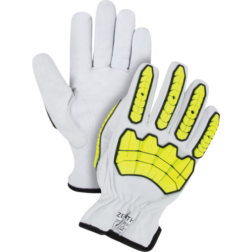 Impact & Cut Resistant Gloves, Large, Goatskin Palm, Driver Cuff
