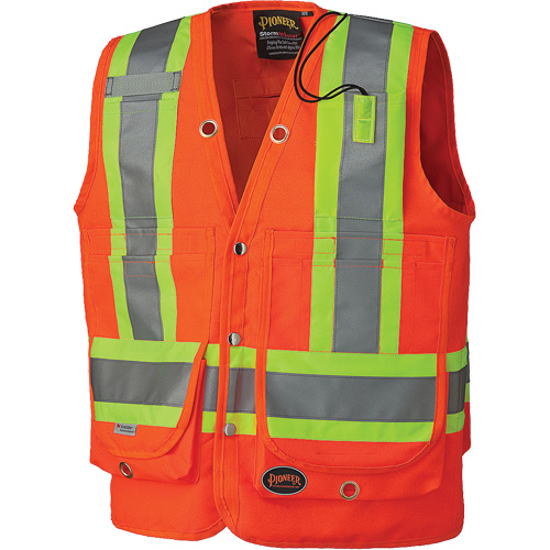 6697 Surveyor's Safety Vest, High Visibility Orange, Large, Polyester
