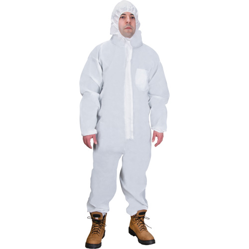 Hooded Coveralls, 2X-Large, White, SMS