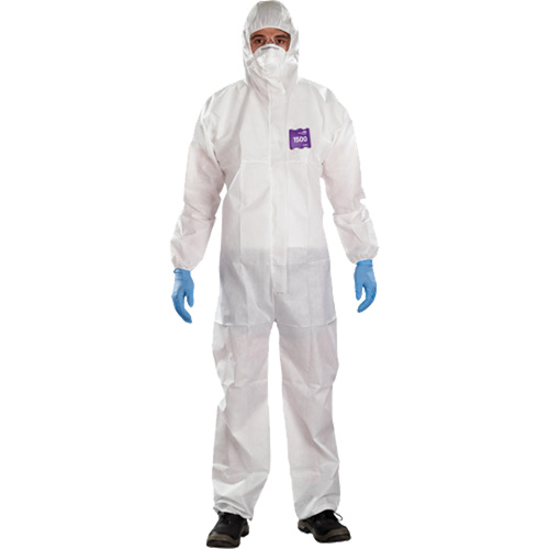 AlphaTec™ Microchem® 3-Piece Chemical Resistant Coveralls with Hood, 2X-Large, White