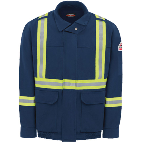 Men's Lined Bomber Jacket with Reflective Trim, 4X-Large, Navy Blue, 29 cal/cm²