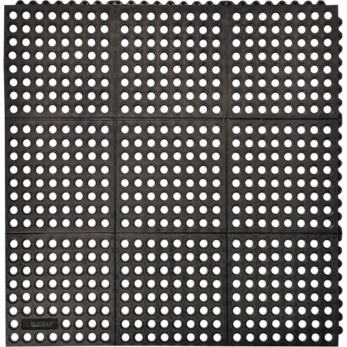 Cushion-Ease® 550 Interlocking Anti-Fatigue Mat, Slotted, 3' x 3' x 3/4", Black, Rubber