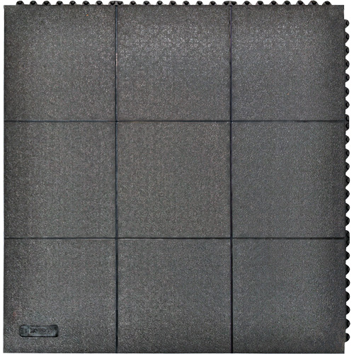 Cushion-Ease® Interlocking Anti-Fatigue Mat, Pebbled, 3' x 3' x 3/4", Black, Natural Rubber