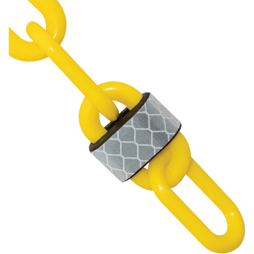 Reflective Plastic Chain Barrier, Yellow, 2" Link, 25' Length