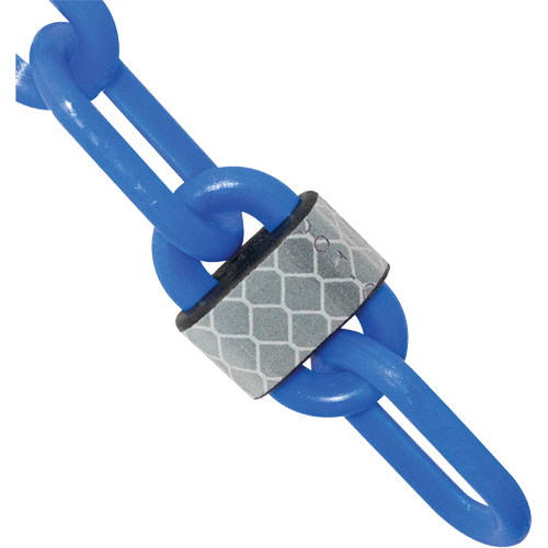 Reflective Plastic Chain Barrier, Blue, 2" Link, 25' Length