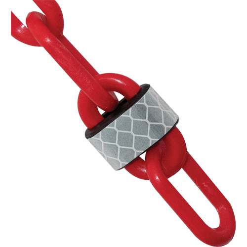 Reflective Plastic Chain Barrier, Red, 2" Link, 100' Length