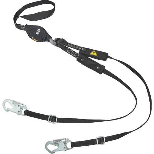 V-Series™ Utility Energy Absorbing Lanyard, 6', Snap Hook Center, Snap Hook Leg Ends, Nylon