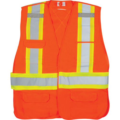 CSA-Compliant High-Visibility Surveyor Vest, High Visibility Orange, Large, Polyester