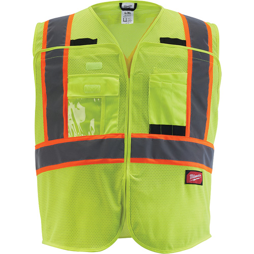 Flagman Safety Vest, High Visibility Lime-Yellow, 4X-Large/5X-Large