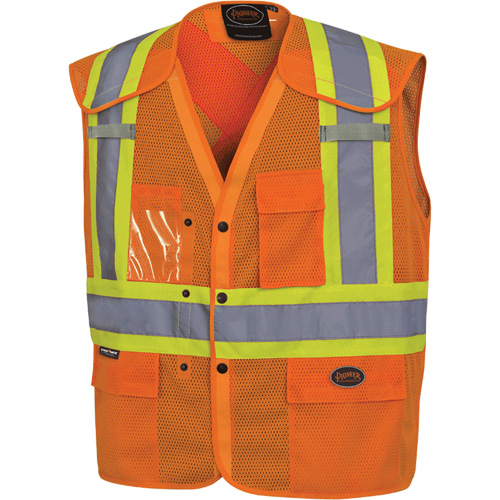 6938A Drop Shoulder Safety Tear-Away Vest, High Visibility Orange, Medium/Small, Polyester