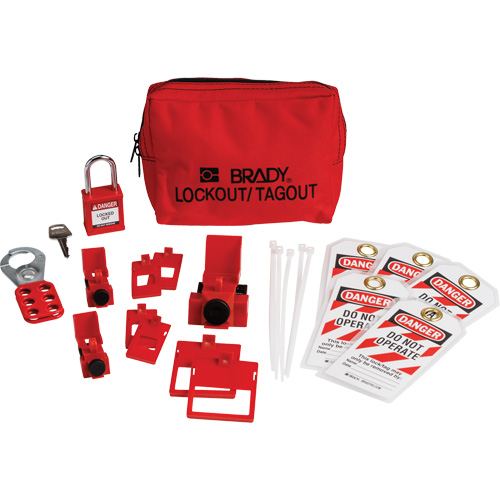 Electrical Lockout Tagout Kit with Nylon Safety Padlock in Pouch, Circuit Breaker Type