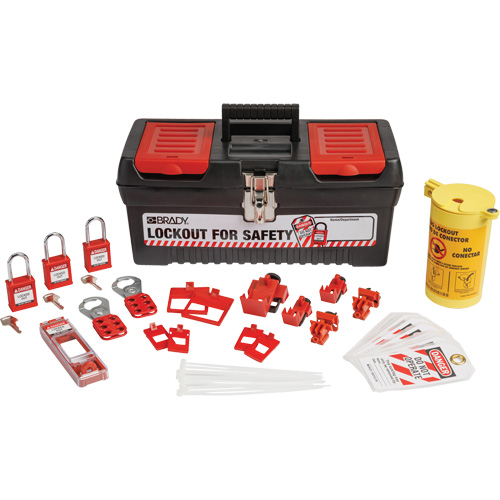 Electrical Lockout Tagout Kit with Nylon Safety Lockout Padlocks in Toolbox, Electrical Kit, 33 Components
