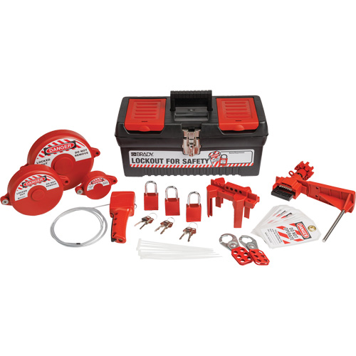 Lockout Tagout Kit with Aluminum Safety Padlocks in Toolbox, Valve Kit, 32 Components