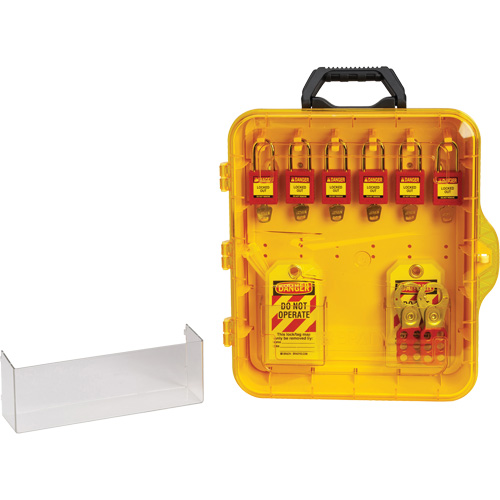 Lockout Station with Keyed Alike Nylon Safety Lockout Padlocks, Plastic Padlocks, 6 Padlock Capacity, Padlocks Included