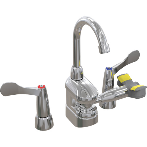 Swing-Activated Faucet/Eyewash with Wristblade Faucet Valves, Sink Mount Installation