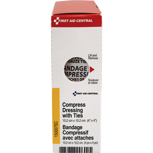 SmartCompliance® Refill Compress Pressure Bandage with Ties, 4" L x 4" W