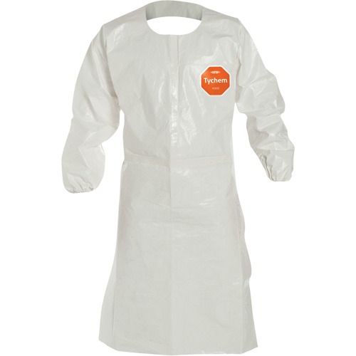 Disposable Sleeved Apron, Tychem® 4000, White, 44" L