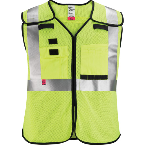 Breakaway Mesh Safety Vest, Black/High Visibility Lime-Yellow, 4X-Large/5X-Large