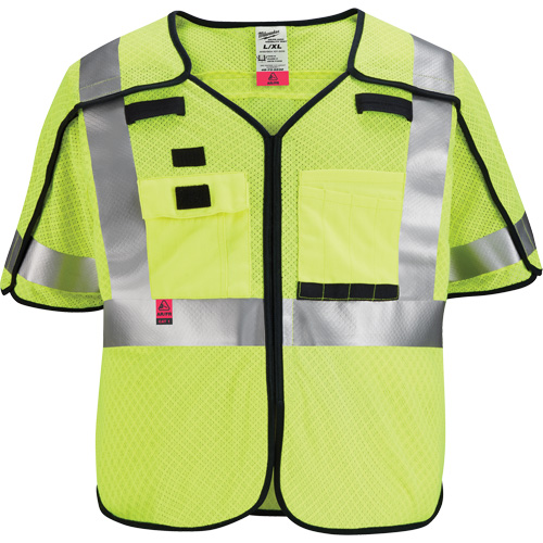 Breakaway Mesh Safety Vest, Black/High Visibility Lime-Yellow, Large/X-Large
