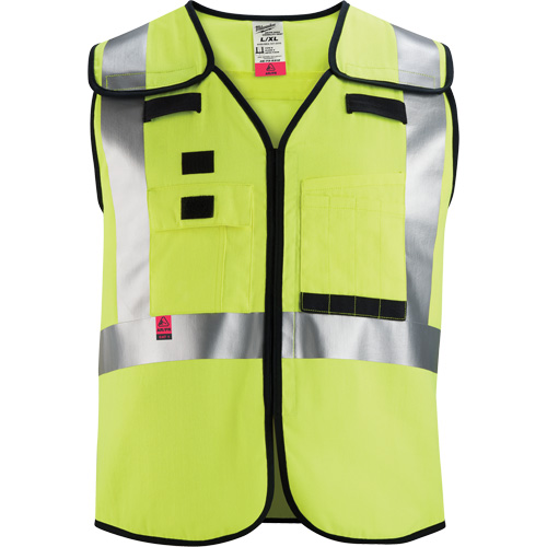 Breakaway Mesh Safety Vest, Black/High Visibility Lime-Yellow, 4X-Large/5X-Large