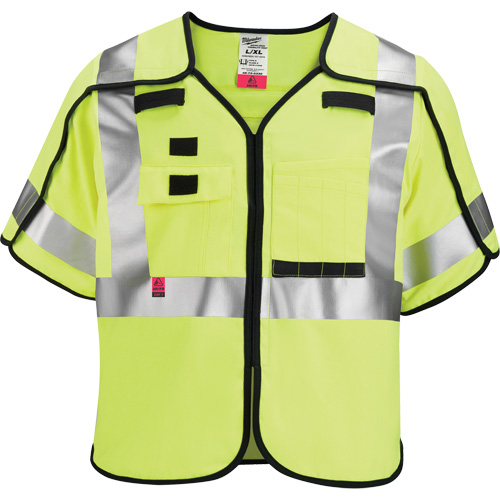 Breakaway Mesh Safety Vest, Black/High Visibility Lime-Yellow, 2X-Large/3X-Large