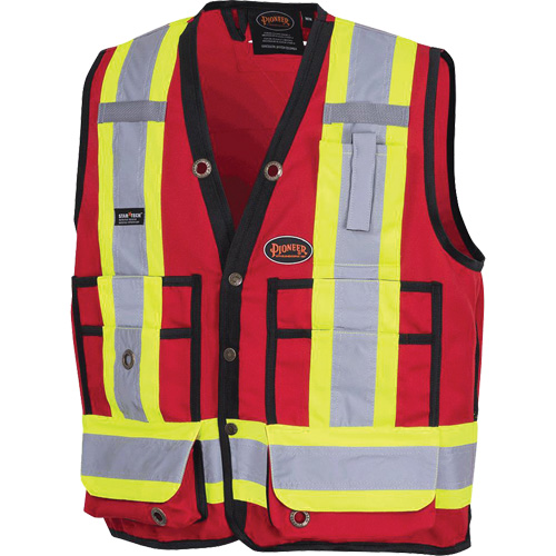 6683 Surveyor's Safety Vest, Red, Large, Polyester