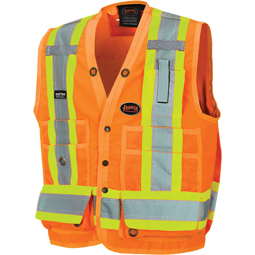 6692 Surveyor's Safety Vest, High Visibility Orange, X-Large, Polyester