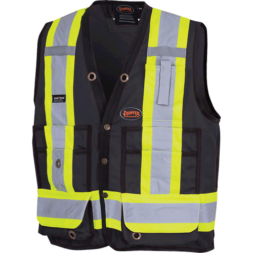 6692BK Surveyor's Safety Vest, Black, Large, Polyester