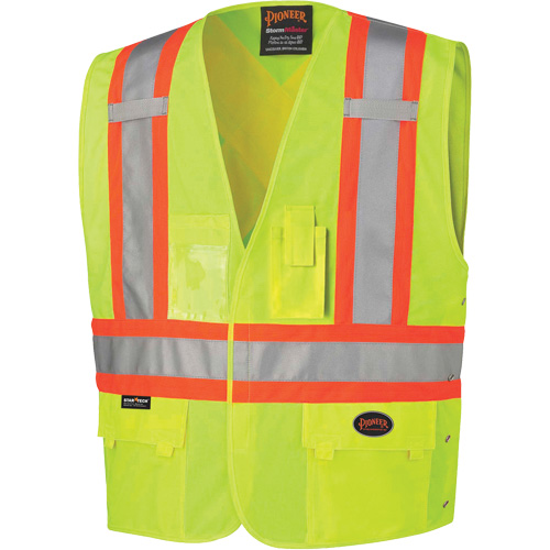 131 Safety Vest with Adjustable Sides, High Visibility Lime-Yellow, 6X-Large/7X-Large, Polyester