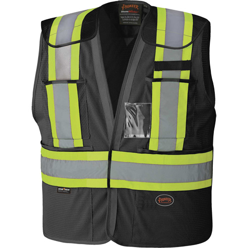 6933BK Drop-Shoulder Safety Tear-Away Vest, Black, 2X-Large/3X-Large, Polyester