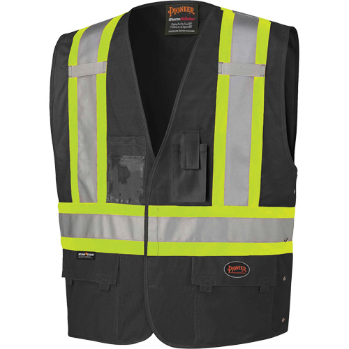 135 Safety Vest with Adjustable Sides, Black, 2X-Large/3X-Large, Polyester