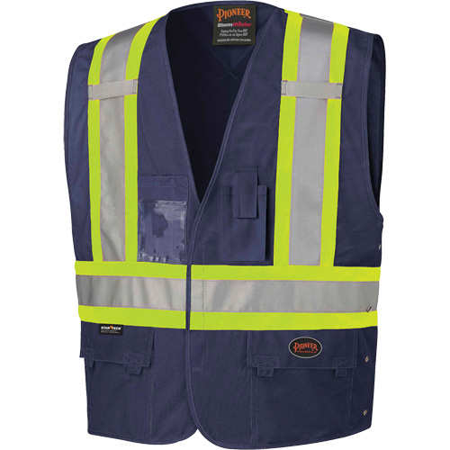 134N Safety Vest with Adjustable Sides, Navy Blue, Large/X-Large, Polyester