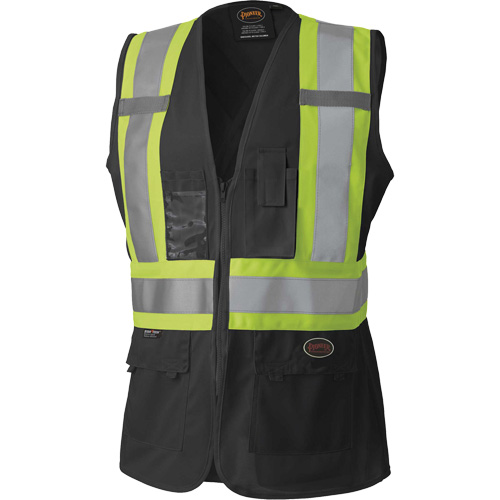 139BK Women's Safety Vest, Black, Large, Polyester