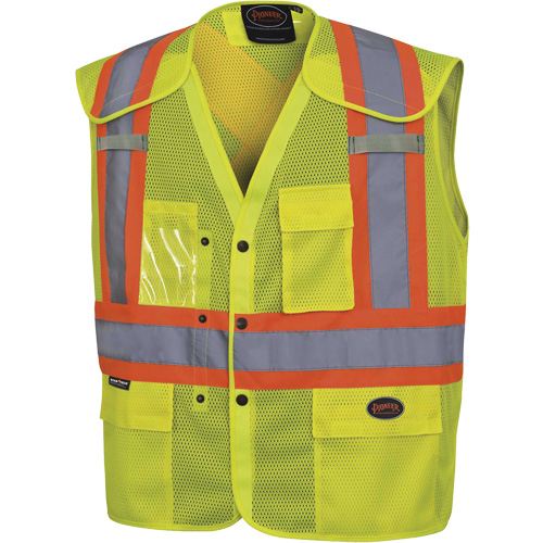 6939A Drop-Shoulder Safety Vest with Snaps, High Visibility Lime-Yellow, Medium/Small, Polyester