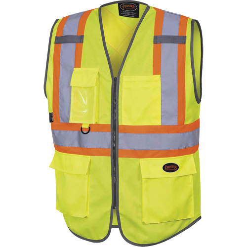 6959 Zip-Front Safety Vest, High Visibility Lime-Yellow, 3X-Large, Polyester