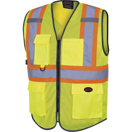 6961 Front Mesh Safety Vest, High Visibility Lime-Yellow, X-Large, Polyester
