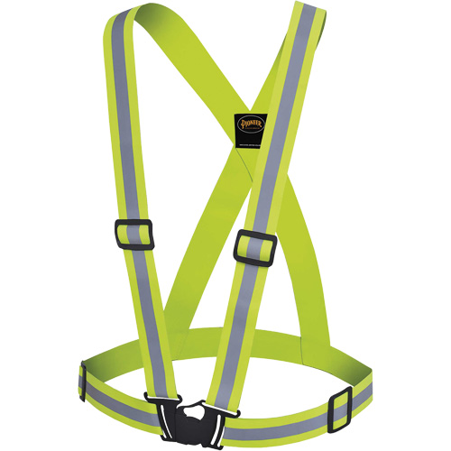 5497 Safety Sash, High Visibility Lime-Yellow, Silver Reflective Colour, One Size