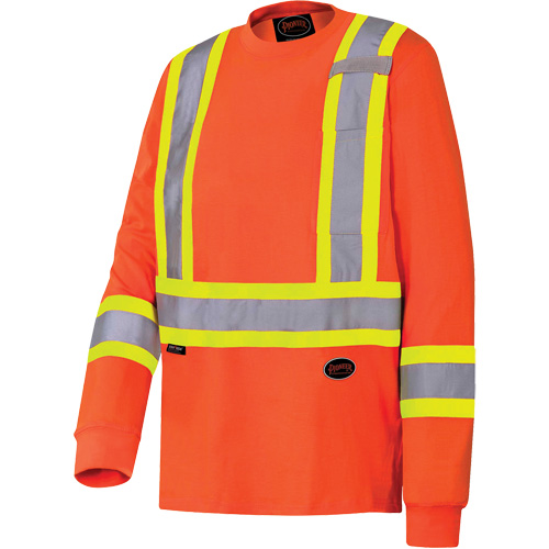 6981 Long-Sleeved Safety Shirt, Cotton, X-Large, High Visibility Orange