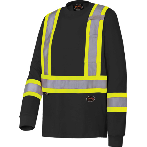 6983 Long-Sleeved Safety Shirt, Cotton, X-Large, Black