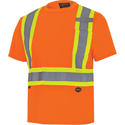 6990 Bird's-Eye Safety Shirt, Polyester, 4X-Large, High Visibility Orange