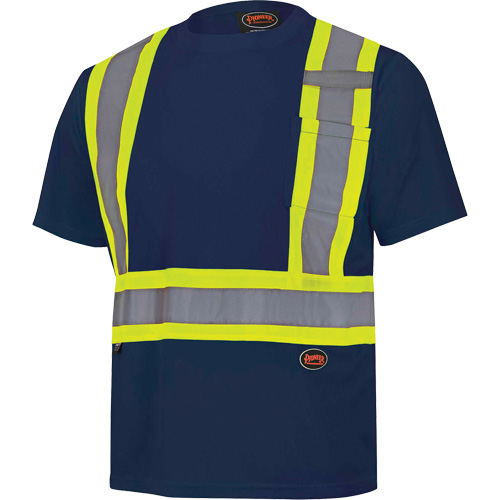 6992N Bird's-Eye Safety Shirt, Polyester, 4X-Large, Navy Blue