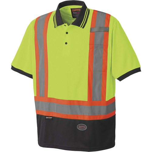 6987 Bird's-Eye Safety Polo Shirt, Polyester, Small, High Visibility Lime-Yellow