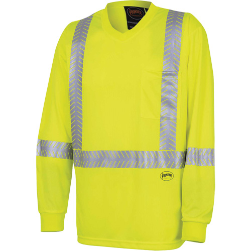 6905A Ultra-Cool Ultra-Breathable Long-Sleeved Safety Shirt, Large, High Visibility Lime-Yellow