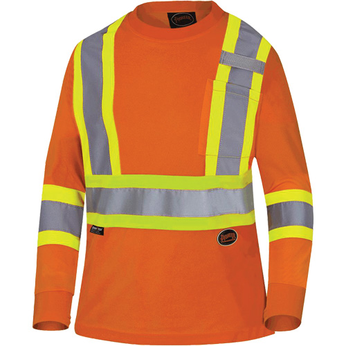 6968 Bird's-Eye Women's Safety T-Shirt, Polyester, X-Small, High Visibility Orange