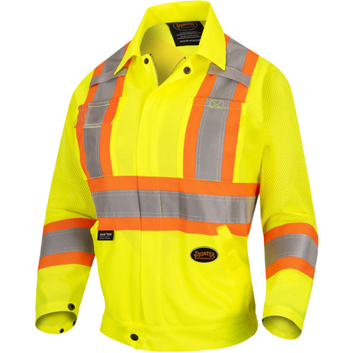 5999JW Women's Traffic Safety Jacket, Polyester, High Visibility Lime-Yellow, 2X-Large