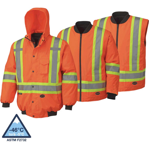 5022 Waterproof 7-in-1 Bomber Jacket, Polyester, High Visibility Orange, X-Large