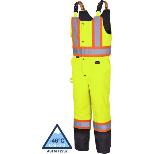 5041BB Waterproof Quilted Bib Pants, Polyester, 4X-Large, Black/High Visibility Lime-Yellow