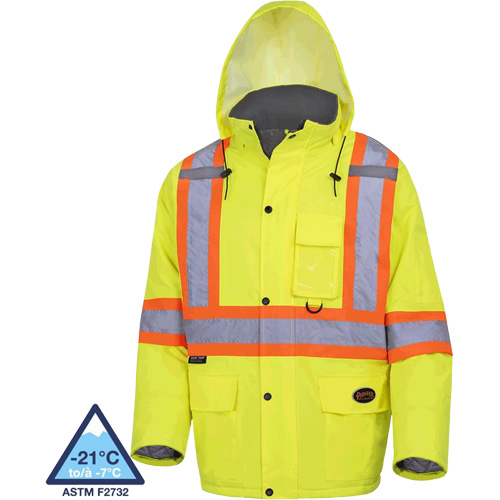 5031 Waterproof Quilted Safety Parka, High Visibility Lime-Yellow, X-Large